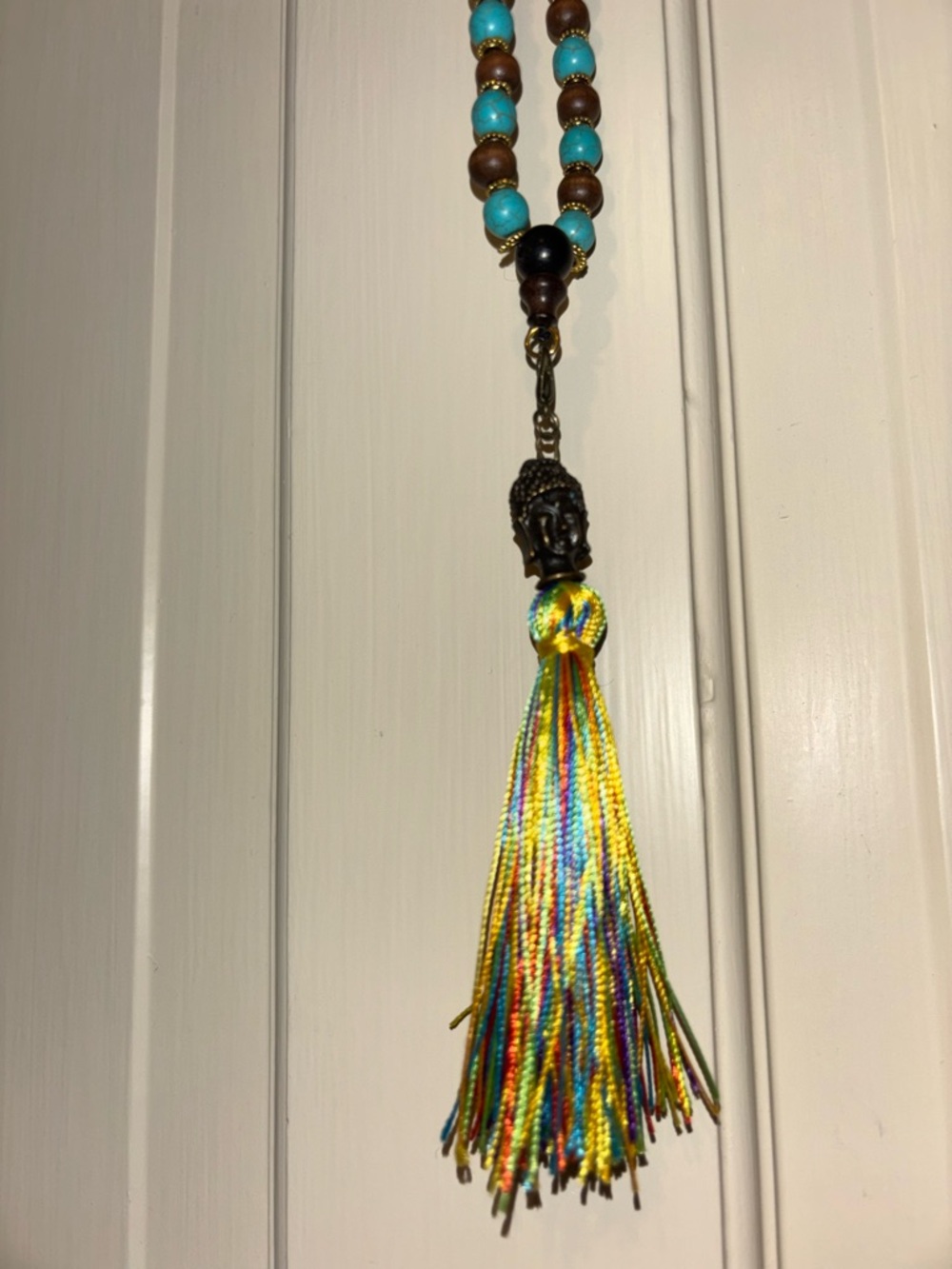Prayer Mala Bead Tassel Necklace colorful head jewelry costume party travel long
